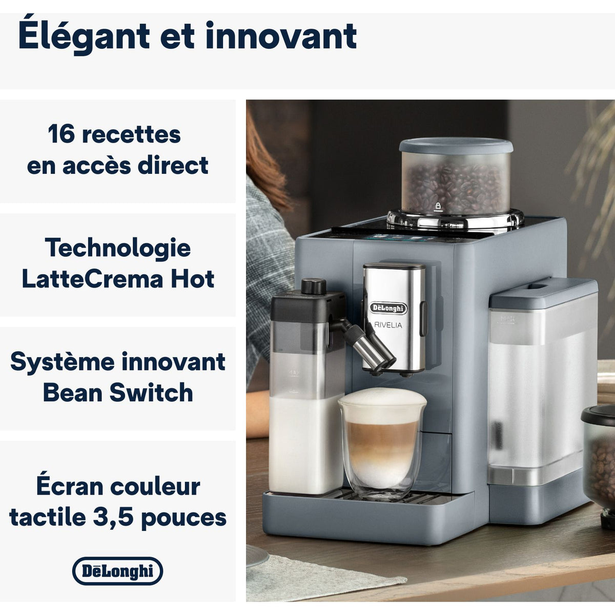 Expresso Broyeur DELONGHI FEB4455.G Rivelia Latte Gris