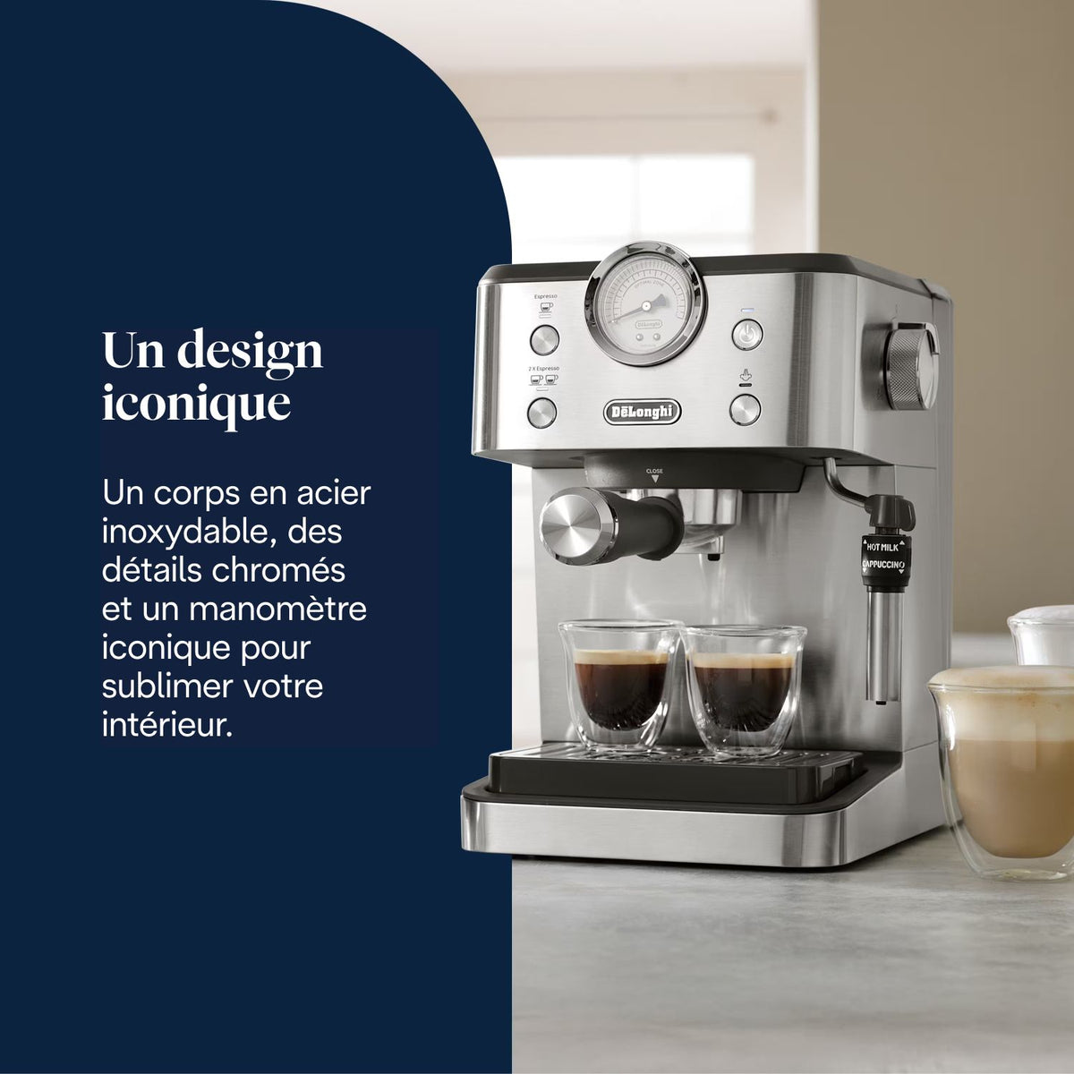 Machine à expresso DELONGHI Linea Classic EM450.M Argent